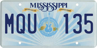 MS license plate MQU135
