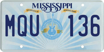 MS license plate MQU136