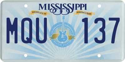 MS license plate MQU137