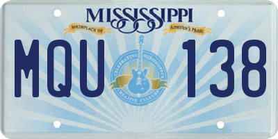 MS license plate MQU138