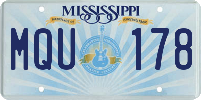 MS license plate MQU178