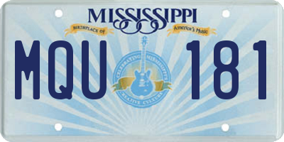 MS license plate MQU181