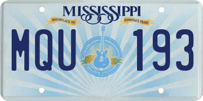 MS license plate MQU193