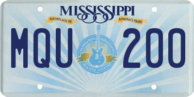 MS license plate MQU200