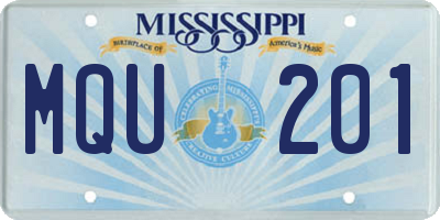 MS license plate MQU201