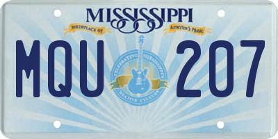MS license plate MQU207