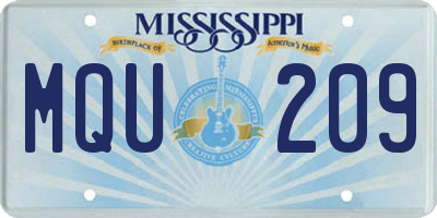 MS license plate MQU209