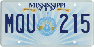 MS license plate MQU215
