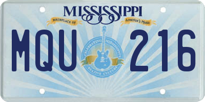 MS license plate MQU216