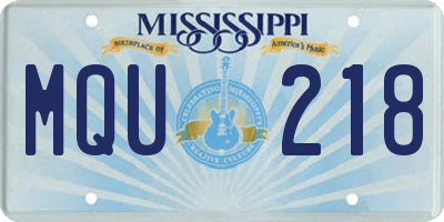 MS license plate MQU218