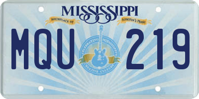 MS license plate MQU219