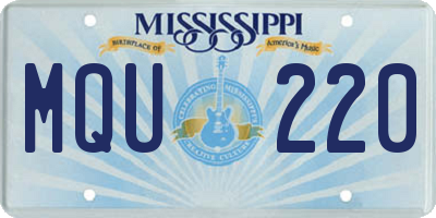 MS license plate MQU220