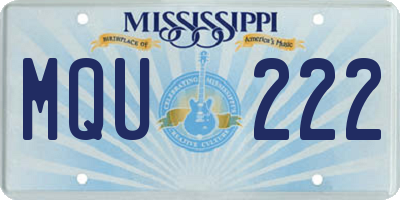 MS license plate MQU222