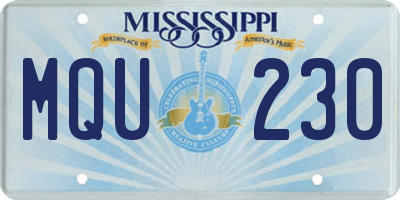 MS license plate MQU230