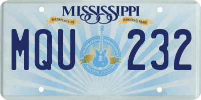 MS license plate MQU232