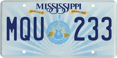 MS license plate MQU233