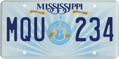 MS license plate MQU234