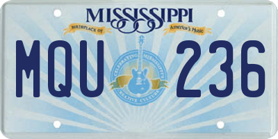 MS license plate MQU236