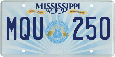 MS license plate MQU250