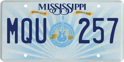 MS license plate MQU257