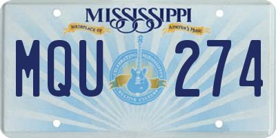 MS license plate MQU274