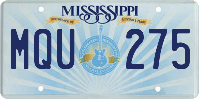 MS license plate MQU275