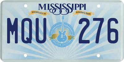 MS license plate MQU276