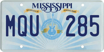 MS license plate MQU285