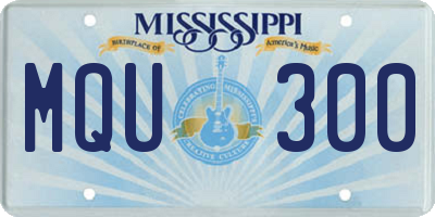 MS license plate MQU300