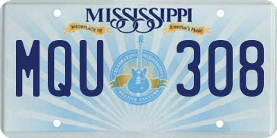 MS license plate MQU308