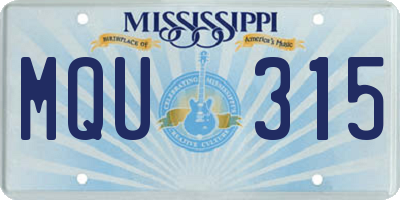 MS license plate MQU315