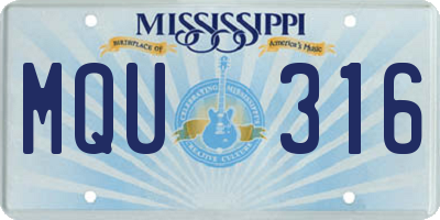 MS license plate MQU316