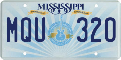 MS license plate MQU320