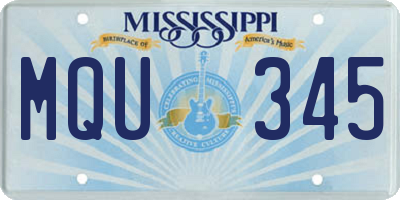 MS license plate MQU345