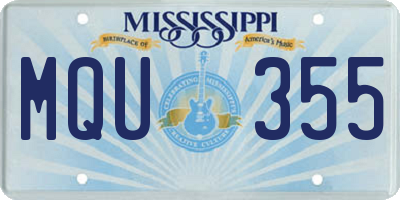 MS license plate MQU355