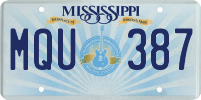 MS license plate MQU387