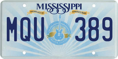 MS license plate MQU389