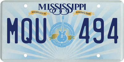 MS license plate MQU494