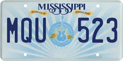 MS license plate MQU523