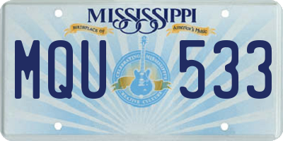 MS license plate MQU533