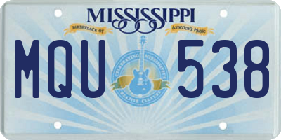 MS license plate MQU538