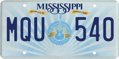MS license plate MQU540