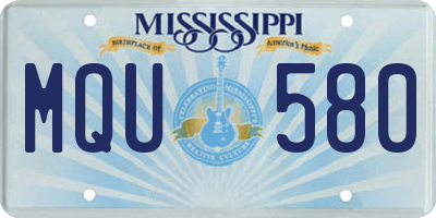 MS license plate MQU580