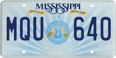 MS license plate MQU640