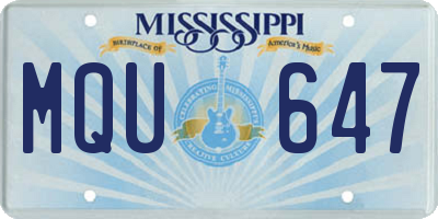 MS license plate MQU647