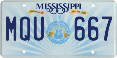 MS license plate MQU667