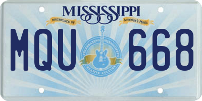 MS license plate MQU668