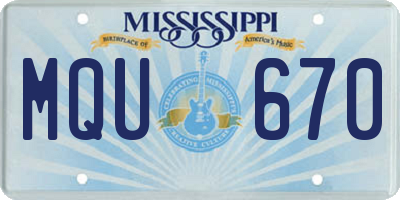MS license plate MQU670