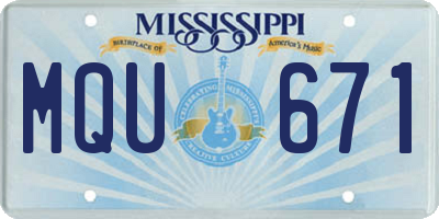 MS license plate MQU671