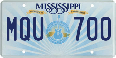 MS license plate MQU700